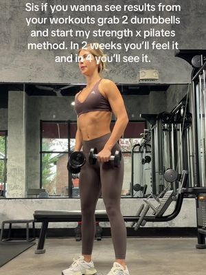 Progressive strength x pilates will get you in the best shape of your life. Let me coach you! #dumbbellworkout #workoutsforwomen #workoutmotivation #strengthtraining 