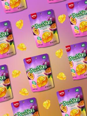 Passion Fruit Peelerz are here with chia seeds 👀💜 What's your favorite Peelerz flavor? @amossweets #peelerz #passionfruit #passionfruitcandy