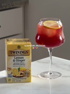 The perfect post-dinner drink 🍋🫖✨ #ad Here is my take on the “sleepy girl mocktail” trend!! Featuring @Twinings USA Lemon & Ginger tea for digestion support and cherry juice for a punch of flavor ✨ then topped with sparkling water or non-alcoholic wine to pull it all together! Recipe: Steep 1 bag of Lemon & Ginger tea in 1/2 cup boiling water for 5 minutes. Remove tea bag and let cool for a bit. In a fun glass, add ice and cooled tea.  Add 1/2 oz lemon juice, 3 oz cherry juice, and top with sparkling liquid of choice. I recommend sparkling water or non-alcoholic wine. Garnish with a lemon slice and enjoy! #sponsored #twiningsusapartner #TwiningsTea #sleepygirlmocktail #mocktail #mocktailrecipe #drinkrecipe #tearecipe 