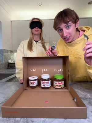 Nutella Taste test with my Nutella addicted sister @Lizzie🌟🩷 can she tell the difference between real nutella and, fake nutella and vegan nutella 