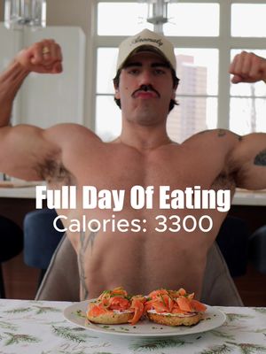 Let me show you everything I eat in a day as a 6’2 250lbs moose. I’m actually currently on a mini cut (will be updating you soon) because coach says I’m fat, ugly, stupid and I pee sitting down. Good thing is 3300 cals is still a lot of food to have fun while eating clean. Meal 1) was a lox bagel with chive cream cheese, red onions, smoked salmon and chives all on an everything bagel. Meal 2) we had some Asian ground turkey lettuce wraps. Meal 3) was pasta Alfredo with air fried chicken breast. Meal 4) was 11% Greek yogurt with honey and walnuts. For dessert I got a kiss on the lips from your nonna.  These recipes will be on my new app releasing soon! Link in bio 🤘 #whatieat #whatieatinaday #fulldayofeating #bulking 