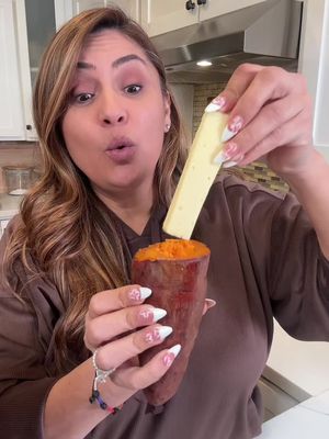 Trying the viral sweet potato and cheese by @Courtney Cook 