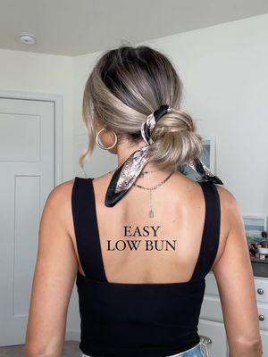 Save this for your next vacation hair inspo! This easy low bun is a favorite, especially for spring and summer. It’s quick, easy & always looks chic! Let me know if you try this! #hairtututorial #hairstyle #hairideas #easyhairstyles #messybun 