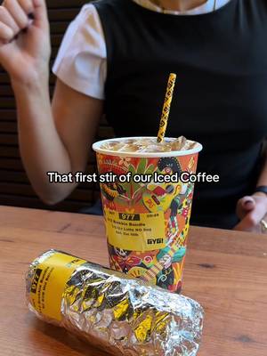 A simple stir is all it takes to start the day with a win! 🌞🌯 Our $12 Brekkie Bundle is the winning combo for the morning, grab a Iced Coffee, any size, any milk with a Brekkie Burrito!