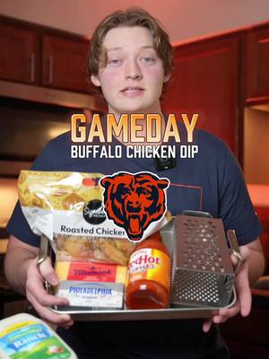 The BEST Buffalo Chicken Dip recipe for gameday! 🐻⬇️ @Chicago Bears  Ingredients: - 1 Rotisserie Chicken from @Jewel-Osco  - 2 8oz Blocks cream cheese @Philly Cream Cheese   - 16 oz Shredded cheddar cheese @Tillamook  - 1 cup Franks red hot buffalo sauce @franksredhot  - 1 cup @Hidden Valley Ranch  - Ranch seasoning - Garlic powder  - 350 Degrees for 20 min, stir, back in on 375 for another 10 min OR crock pot low for 3-4 hours #gameday #beardown🐻⬇️ #bearspackers #nfl #buffalochickendip 
