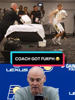 "I thought he was trying something behind my back, and he was sneaking away." 😂 Coach Carlisle talked about why he decided to toss a bucket of water at Johnny Furphy during the team's celebration of his 1,000th win. #johnnyfurphy #NBA #pacers 