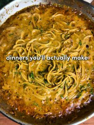 The #1 Recipe of 2025: Caramelized Onion and Garlic Spaghetti 🔥 For all of you asking - the app link for Osta is in my bio or you can search “Osta Recipes” on the App Store or Google Play store ‼️🫶 Sweet, savory, a little spicy... this one hits every note. Tip: Best served with with chicken, shrimp, or tofu 🫡  Ingredients: -1 large onion, thinly sliced -4 garlic cloves, minced -2 tbsp chili crisp  -1 cup of cream or coconut milk, room temperature -1 tbsp soy sauce, optional -1/2 cup fresh Parmesan cheese, grated -8 oz (225g) pasta of your choice -2 tbsp butter -1 tbsp olive oil -Seasonings (1 tsp each): paprika, garlic powder, salt, pepper, italian seasoning 1. Slice your onion like it owes you money, mince that garlic (use fresh please), and measure out all your seasoning. Bring a cup of cream or coconut milk to room temperature. 2. Heat 2 tbsp butter + 1 tbsp olive oil in a large skillet over medium. Add in the onions and let them vibe for 15–20 minutes, stirring occasionally, until golden and jammy. If they start sticking, hit ‘em with a splash of water. 3. While your onions are caramelizing like sweet little angels, boil a pot of salted water and cook the pasta until al dente. Drain, but don’t forget to save some of that pasta water, it’s liquid gold. 4. When the onions are deeply golden, stir in your minced garlic and all the seasonings. Let it all bloom for a minute, then add the chili crisp and saute for a minute. Pour in your cream (or coconut milk). Let it simmer and get cozy for a few minutes then add the grated Parmesan cheese.  5. Add your pasta to the sauce and toss to coat. Use that reserved pasta water to loosen things up if it’s too thick… you’re going for silky, not sticky. 6. Serve hot with an extra spoon of chili crisp on top for a spicy kick and maybe a sprinkle of fresh parsley if you’re feelin’ fancy.
