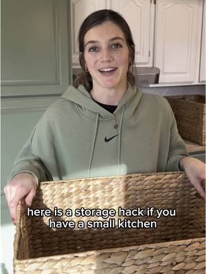 I love finding creative ways to maximize storage space in our home. I’m also so excited about finally finding a solution to the wasted space above our fridge! @target Baskets linked in my bio if you’re interested!  #storage #storagesolutions #homeorganization #organization #organize #declutter #motherhood #MomsofTikTok 