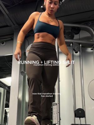 You asked & I listened 👂I welcome you to steal my current workout split 🎀 Training for marathon #3 woohoooo & I’ve found a proper balance (I will notify y’all if it changes). I observed what I was doing while training for marathon 1 & 2, and took note of what worked & what didn’t.  What worked: 3-4 (intentional) running sessions, running focused lifts for injury prevention with lots of single leg work.  Prioritizing core!  What didn’t: super heavy, intense upper body days / full body days in the midst of training.  Minimal rest / only resting on Sundays.  If you wanna do that ^ that’s coooool, but I found myself feeling a bit burnt out with the running & lifting volume as training progressed. I couldn’t keep up the way I wanted to with my nutrition. So this time around we’re taking it easier, still lifting but not going full throttle when I don’t need to.  Lmk if you have any questions! ⭐️ - - #MarathonTrainingForWomen #RunningAndLifting #StrengthTrainingForRunners
