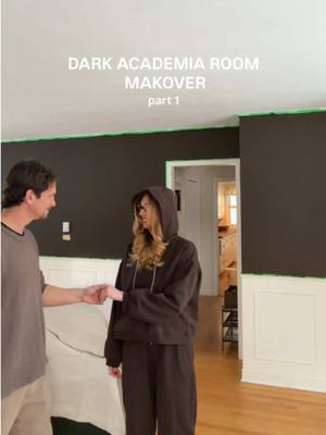 So excited for this series!! I’ve always wanted to have a room in my home that felt like it belonged in an old manor in the middle of Europe. We originally went for espresso bean by Behr that we got from @Home Depot Canada , but switched to cordovan leather when we felt like the room needed a bit of warmth. Stay tuned for part 2!!! 🏡🔨📚🕯️ #homedecor #DIY #darkacademia #painting #gifted