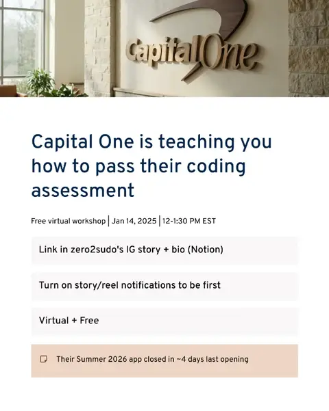Capital One 2026 SWE Internship Event