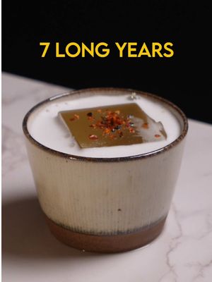 7 Long Years Tequila Blanco, Ancho Reyes Verde, Pineapple, Lime, Agave, Sesame Oil One of my favorite margarita riffs, the 7 Long Years from Monkey Thief/ Same Same Wine Bar hits all the right notes. Savory and nutty notes from the sesame oil, with just a bit of spiciness and heat from the Ancho Reyes Verde. Recipe adapted from Imbibe. 1 oz Tequila Blanco 1 oz Ancho Reyes Verde 3/4 oz pineapple juice 3/4 oz Lime juice .5 oz agave syrup 2-3 drops sesame oil Shaken with ice and double strained into a tea cup with a large block of ice. Garnish with sesame seeds, or if you have it, furikake. #cocktails #drinks #fyp #tequila #margarita