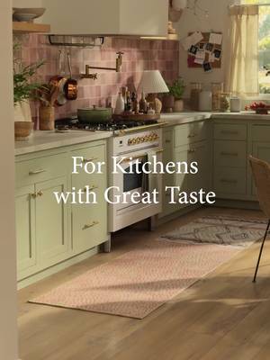 Yes, rugs go in the kitchen. ✨ Meet our new Eclectic Kitchen Collection: earthy palettes, organic line work, and patterns inspired by the heart of the home. #bohohomedecor #kitchenrugs #washablerugs #bohokitchen #bohemiandecor
