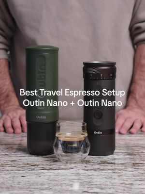 Perfect travel coffee, anywhere.  Outin Fino is a perfect chargable coffee grinder and Outin Nano heats and pulls real espresso. No talking, just clean ASMR coffee sounds. This is my go to travel coffee combo. #travelcoffee #portableespresso #OutinNano #OutinFino #asmrcoffee