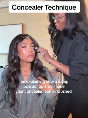 Replying to @Marisa | 40+ Style & Beauty 💖 Truly a game changer😮‍💨 I will never stop trying to convince people to use a damp powder puff for concealer. It’s one of those techniques that takes a little practice, but once it clicks… whew. As a pro makeup artist for over 12 years, I’ve learned it’s not always about what products you’re using… it’s how you apply them and the tools you use.  A beauty blender that’s too wet can actually lift or move your base if you haven’t mastered it.  Same goes for a puff — it should be damp NOT soaked. I love my brushes, always will but trust me, if you give this a real try, you’ll get it. Have you tried it? 👀 First glam of 2026 on @Emma Grede ✨ Hair:  @Danielle Priano  #makeupwithjaleesa  #powderpuff   #beginnermakeup  #blackmakeupartists #makeuptok  Pro makeup artist  makeuphacks Emma Grede Jaleesa Jaikaran  