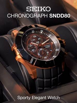 Temukan perpaduan desain bold and sporty yang tetap elegan, serta dilengkapi fungsi presisi pada SEIKO ini. #watchfams #watchaddict #seikocollector #seiko #sndd80 #blackgoldwatch #seikowatch #watchforyou #watchformen