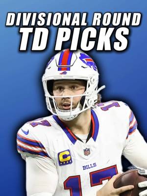 NFL Divisional Round TD Picks Christian McCaffrey to Score a Touchdown - He’s scored in every playoff game of his entire career dating back to 2017 - The best running back in football will find the endzone again this week Josh Allen to Score a Touchdown - He has 7 scores in his last 6 playoff games - He will put the Bills on his back this week to beat Denver RJ Harvey to Score a Touchdown - The Bills are bottom 5 against the run - Harvey has been the Broncos workhorse with 11 touchdowns in his last 11 games Davante Adams to Score a Touchdown - He led the league in touchdowns this year with 14 - The Bears are bottom 5 against receivers Colston Loveland to Score a Touchdown - He had 15 targets last week - He will have another passing gamescript against the Rams Rhamondre Stevenson to Score a Touchdown - He has 6 touchdowns in his last 4 games