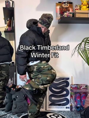 Black Timberland Winter Fit #streetwear #fashion #winterfashion #fashiontiktok #timberland 