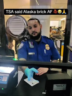 I always gotta aura farm the Alaska ID 😭🙏 #alaska #tsa #airport #funny 