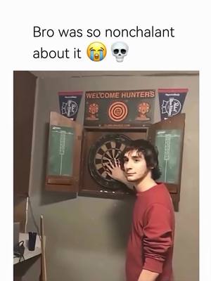 Bro is the king of being nonchalant. Didn't even flinch to a dart in the head. @npcsync #npc #memes #dart #fypシ #viralvideo