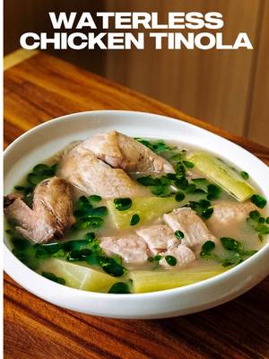 Waterless chicken tinola 🍲🍎 I saw this viral chicken soup going around where you cook a whole chicken with fruits and vegetables, no water added, and I had to try it with tinola.  I barely changed anything from the classic tinola, I just added apples and cabbage to help build the broth, and it honestly works. I did go the extra step of removing the aromatics for a cleaner soup, but you can definitely keep them in.  The apples add a subtle, rounded sweetness that balances really well with the ginger and chicken, without overpowering the dish. It still tastes like tinola, just with a deeper, more layered broth. Would you try this version? Tag someone who loves tinola!