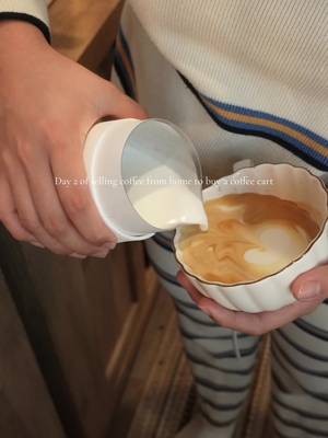 Day 2 of selling coffee from home to save up to buy a coffee cart ! #coffeecart #homecafe #barista 