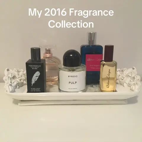 Always been a niche girl 🤷🏻‍♀️ In 2016 I wore Sud Magnolia as my daily perfume and Santal Carmin for evenings. I had just got Byredo Pulp for Christmas and wore that a lot as well. And I also loved Tokyo Milk Dark’s Everything and Nothing and D&G L’Imperatrice (not pictured but I went through bottles of this!!) @BYREDO #2016 #fragrancetok #nicheperfume 