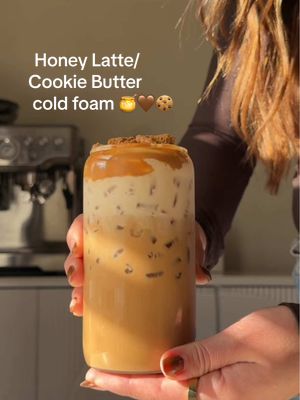 Honey Latte/Cookie butter cold foam 🍪🍯🤎 #coffee #coffeetiktok #cookiebutter #cookiebutterlatte