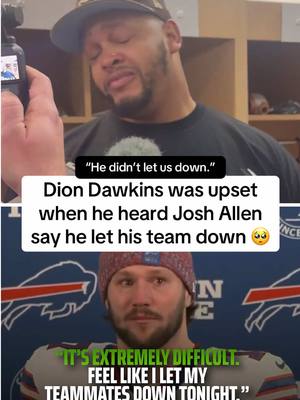 Buffalo Bills OT Dion Dawkins couldn’t hold back his tears after learning what his QB Josh Allen said after the game 😢 (🎥: CameronWolfe/X) #bills #NFLPlayoffs #buffalobills #joshallen #footballtiktok 