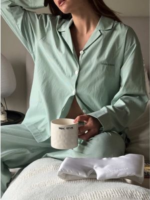 No I will not be leaving my cosy new PJs, book and cup of tea ☕️ ad @DORE & ROSE ® have the comfiest oversized, breathable PJ sets & sleep accessories  Code AMY10 for 10% off