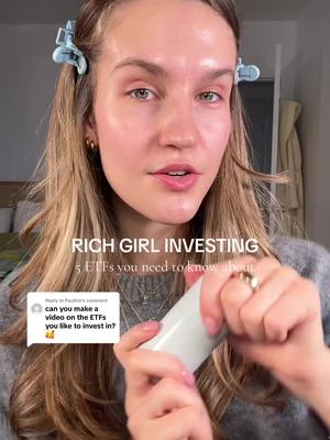 Replying to @Pauline rich girls don’t pick stocks, they buy the market and move on to make more $$$ 🙂‍↔️ The two things you should look for in any ETF are 1) a low expense ratio and 2) liquidity, but here are a few specific ones I like for starters: 1) VTI (0.03%) — tracks the CRSP U.S. Total Market Index   • Gives you total U.S. stock market exposure (thousands of companies), which is a great “core” holding 2) VOO (0.03%) — tracks the S&P 500 Index   • These are the top 500 U.S. companies - overlaps a lot with VTI so you may not want both 3) VXUS (0.05%) — tracks the FTSE Global All Cap ex U.S. Index   • Comprised of about ~8,500 companies outside the U.S., so great international diversification especially if you hold VTI or VOO 4) VUG (0.04%) — tracks the CRSP U.S. Large Cap Growth Index   • A slightly riskier, growth play - technically diversified across industries but is more tech-heavy. If you're young or just want to be more aggressive with your portfolio, this is great!  5) VWO (0.07%) — tracks the FTSE Emerging Markets All Cap China A Inclusion Index   • Gives you exposure to emerging markets exposure - higher risk than broad international (VXUS) but still diversified vs picking individual stocks in these markets! ***Disclaimer: this is NOT financial advice, Purely education!!!*** #finance101 #beginnerfinancetips #richgirlhabits #beginnerinvestingtips #investingforwomen 