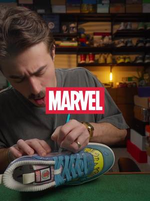 I cut them open 😭 ROUND 2!!🔥 It was pretty obvious this shoe had something underneath it, so I had to see what was going on 😂 This is the Marvel x Puma x Advisory Board Crystals "Human Torch" pair from their Fantastic Four collection and it's probably my favorite out of the bunch 👌 #sneakers #unboxing #customize  @Marvel Entertainment @PUMA 