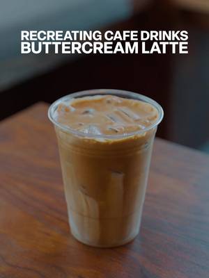 for the next café drink recreation, we have the buttercream latte from @yeemscoffee 🧈 I couldn’t get the actual recipe measurements, but the ingredients are accurate! this version is less sweet and still delicious — recipe — buttercream: • 1 cup sugar, 1/4 cup water, simmer/reduce till thickened • take off heat, add in 4 tbsp of butter, stir • touch of vanilla bean paste and a touch of salt • combine with 2 cups of heavy cream, incorporate well, then cool in fridge • whisk ~45g until thickened latte:  • combine buttercream with espresso • top over ice and ~150mL milk (yeems adds condensed milk further sweeten) #coffee #buttercreamlatte 
