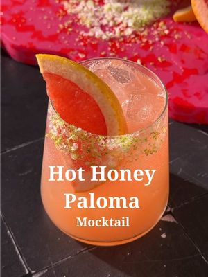 Hot Honey Paloma Mocktail 🍯❤️‍🔥🍊 .5 oz fresh lime juice  .75 oz hot honey  3 oz fresh grapefruit juice Top with 2-3 oz grapefruit soda  2 oz tequila (optional) Sea salt and lime zest for the rim of the glass Grapefruit slice for garnish  Start by rimming a glass with agave, then dip it into a sea salt and lime zest mixture; set aside. In a cocktail shaker, combine lime juice, honey, grapefruit juice, and ice; shake until cold. Strain into your prepared glass filled with ice. Top with grapefruit soda and a grapefruit slice. #mocktails #mocktail #mocktailrecipes #mocktailmonday #nonalcoholic           