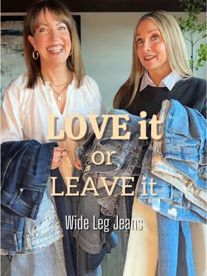 Links to shop our LOVES in comments! It really helps to clean out your closet with a friend! We have WAY too many pairs of jeans, so we need to decide whether to love or leave several pairs!  You have to really love everything about a pair of jeans in order to reach for them time and time again. They have to fit amazing, work with our shoes, and be on trend! Do you agree with our decisions to love it or leave it??💙👖💙👖  #denim #over40 #styleinspo #jeans #womenover50 