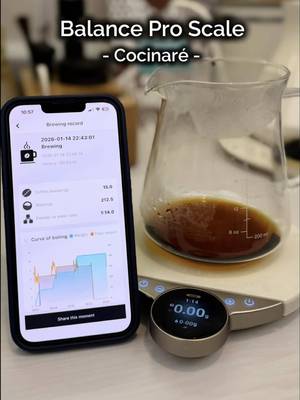 Welcome to the Balance Pro scale from @Cocinare Direct, an advanced tool to level up your filter coffee game! ☕️🤍 The features I find very interesting and useful, considering I am starting in the pour over world, are: • Timer starts when poured water weight is detected. • Real time flow monitoring. • Assist mode:    - Auto tares heavier items like server and dripper, excluding coffee dose, and calculates total water amount based on selected ratio.    - Plots and records extraction curves through the app (iOS and Android). I prepared a decaf V60, using 15 g, ratio 1:14, 3 equal 70 g pours, ending up with a sweet, bright and balanced cup in around 3 min. I particularly find the Assist mode helpful since you can review your extraction flow, weight…over time and if you liked the resulting taste of your coffee, you can accurately know what your flow speed was and be able to replicate it next time, or experiment with different flow speeds to find out what works best for your tasting preferences, and learn from it! Thank you Cocinaré for sending it to me for testing and sharing it with the community 🤍🤎💚 Other tools/details: • Same brand’s gooseneck kettle Flow M6 Pro which offers great control of temperature and flow and heats fast. • Freshly roasted @buunnicoffee Sidama decaf beans, with such sweetness and bright notes that always delight me, showing a beautiful 2nd pour. • The @normcore 2-in-1 metal dripper and size 01 @Hario USA white filter paper. • The range server and double wall tasting glass from @Ovalware. • The @kingrinder manual K6 grinder. Use COFFEEMENEZ10 for a 10% off Cocinaré’s products or BALANCEPRO12 for a 12% off the Balance Pro scale (link in Instagram bio)! #coffee #cafe #unboxing #fyp #foryoupage