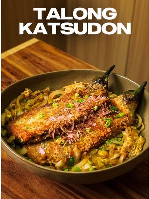 Talong Katsudon 🍆 I took the idea of katsudon and built it around one of my favorite Filipino ingredients, roasted talong. Breaded and fried until crisp, then finished in a sweet-savory katsudon sauce with onions and egg, all served over rice. Most of the flavors here are Japanese, but that charred talong makes all the difference. It brings that smoky, familiar taste that instantly feels Filipino and keeps the dish grounded. Crispy, saucy, and comforting in the best way. Tag someone who’d be down to try this mashup!