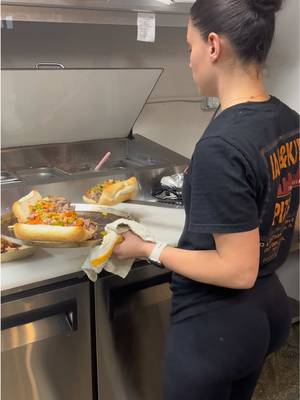 Pizza girl with the Italian beef sandwiches topped with hot giardinera 🔥 #pizza #girl #food #explore #fyp 