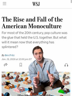 Ben Fritz’s excellent new piece looks at what we gain and give up with the loss of the monoculture  #culture #media #movies #television #monoculture 