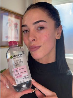 If you have sensitive skin, what you remove your makeup with matters! Ialways start with @Garnier USA Micellar Cleansing Water for Sensitive Skin because it gently lifts makeup without harsh rubbing or stripping my skin barrier: #GarnierPartner #SensitiveSkin #MicellarWater #GentleSkincare #SkinBarrier