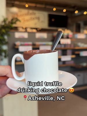 TAG someone you want to try this liquid truffle with 🍫☕️😍 📍 French Broad Chocolate Lounge (Asheville, NC) follow me for more NC/SC gems 💎 #visitnc #travel #asheville #northcarolina #704