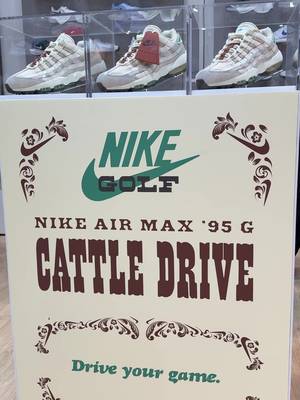 Check out the Limited Edition Nike Air Max ‘95 G Cattle Drive spikeless golf shoes. 👀🔥 Mark your calendars, they’ll be available Feb 5th.  #PGAShow #nike #golf #golftiktok 