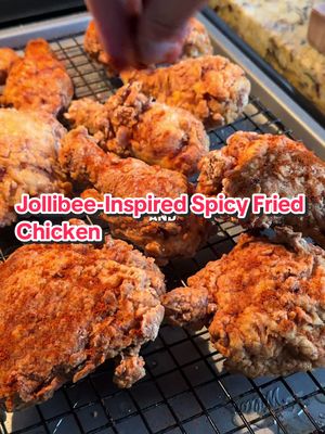 Spicy Jollibee-Inspired Fried Chicken 🐔 You can also leave out the spicy powder if you’d like. #filipinofood #friedchicken #jollibee #chickenjoy 