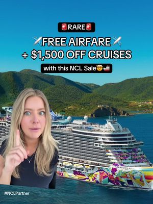 🤯 EXCUSE ME… why is no one talking about this?! You can LITERALLY get FREE airfare + up to $1,500 OFF cruises with @Norwegian Cruise Line right now 🚢✈️ Your 2026 friend trip just planned itself- and your bestie doesn’t even have to pay for their flight 👀 Send this to them ASAP and book through the link in my bio before it’s gone! #NCLPartner #ad #cruisedeals #cruisesale #nclcruise 