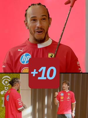 @lewishamilton and @charlesleclerc trade their steering wheels for golf clubs #scuderiaferrari #ferrari