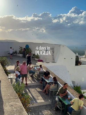 Detailed 4-day Puglia itinerary with tips below👇🏼 ✨FOLLOW @sinahsstories for more itineraries, guides & underrated places! Even though four days in Puglia is quite short, there are still plenty of ways to make the most of it. Here’s my recommendation: Day 1: BARI - Basilica San Nicola - Piazza Mercantile - Lungomare Imperatore Augusto - Cattedrale San Sabino - Arco Basso – aka Pasta Street (yes, it‘s real and so cool to see) Grab a Panzerotti here: MEH! Day 2: ALBEROBELLO & LOCOROTONDO Morning in Alberobello - Villa Comunale Belvedere Parco - Via Monte S. Michele - Viewpoint at Church of Saint Lucia - Rione Aia Piccola (more local, less touristy) - Trullo Siamese Afternoon in Locorotondo - Church of Saint George Martyr - Wander the Old Town - Belvedere di Locorotondo Day 3: CISTERNINO & OSTUNI Morning in Cisternino - Explore the Old Town - Sit down for a relaxed coffee or lunch at a local spot Afternoon & Evening in Ostuni - Duomo di Santa Maria Assunta - Via F. Incalzi Antonelli - Borgo Antico Bistro - La casa con la porta blu - Piazza della Libertà Day 4: MONOPOLI & POLIGNANO A MARE Morning in Monopoli - Porto Antico - Via Porto - Church of Saint Vitus Martyr - Palazzo Palmieri - Cattedrale Maria Santissima della Madia - Cala Porta Vecchia (currently under construction) Afternoon in Polignano a Mare - Lama Monachile - Belvedere su Lama Monachile - Piazza Vittorio Emanuele II - Pendma Chiatt ✨Hi, I’m Sinah and I love sharing travel tips that are actually useful: the little underrated spots, easy ways to see a place, and the kind of things that make a trip feel magical, plus guides and itineraries that help you explore the places. FOLLOW along for more!