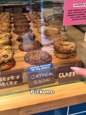 If our Oatmeal Raisin cookie could talk, this is what it would be saying 👀 Come and pick one up in store or order online for delivery! Find the pre-order and delivery link in our bio 🩷  #CraigsCookies #OatmealRaisin