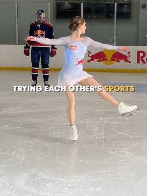same ice, very different rules 😏 🏒: @ledwards21 ⛸️: @isabeau.levito #redbull#givesyouwiiings#energydrink#figureskating#icehockey