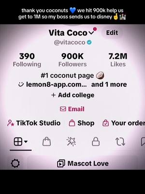 thank you all for the love 💙 we’re so close to 1M my boss said if we hit it by may she’ll send us to disney 🤞🏰 #vitacoco #coconutwater #disney #jingle