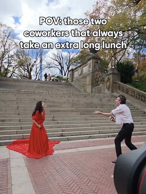Just two coworkers booking a last minute flying dressing photoshoot in Central Park nbd #nyc #centralpark #photoshoot 